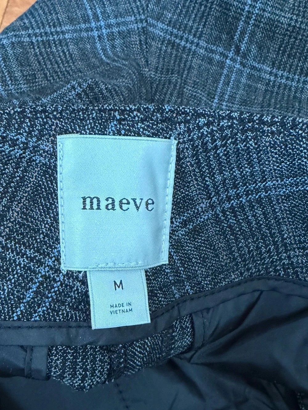 Maeve Gray Brown Plaid Wide Leg High Rise Pleated Trousers Pants Sz. M - Picture 6 of 6